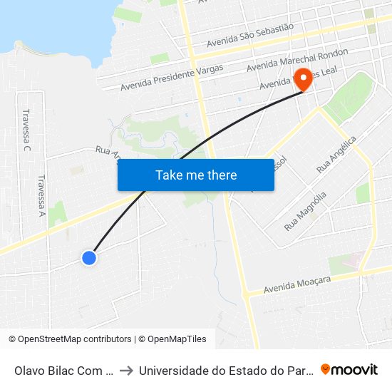 Olavo Bilac Com Jader to Universidade do Estado do Pará (UEPA) map