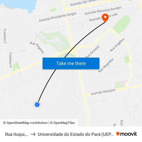 Rua Ituqui, 5 to Universidade do Estado do Pará (UEPA) map