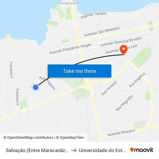 Salvação (Entre Maracanãzinho E Ponta De Pedras) to Universidade do Estado do Pará (UEPA) map