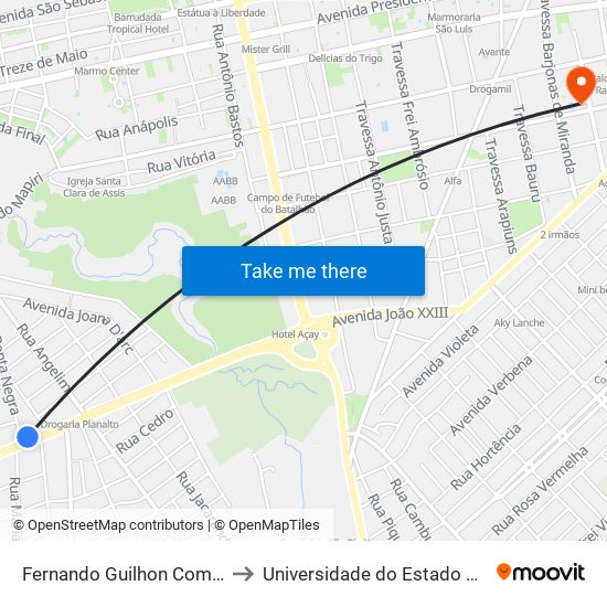 Fernando Guilhon Com Ponta Negra to Universidade do Estado do Pará (UEPA) map