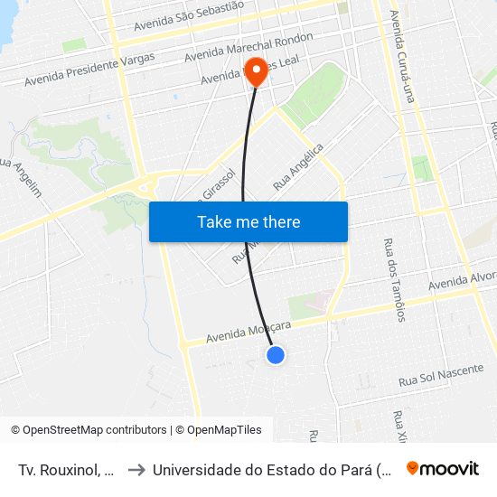Tv. Rouxinol, 220 to Universidade do Estado do Pará (UEPA) map