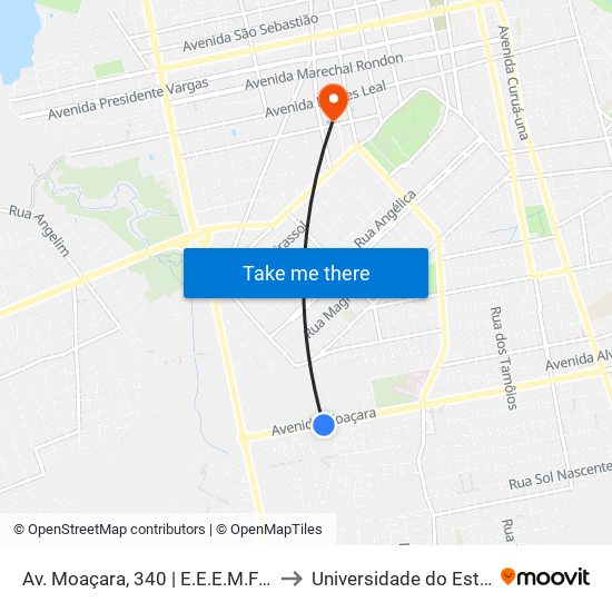 Av. Moaçara, 340 | E.E.E.M.F Profª Maria Uchôa Martins to Universidade do Estado do Pará (UEPA) map