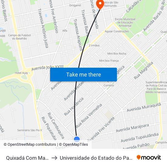 Quixadá Com Magnólia to Universidade do Estado do Pará (UEPA) map