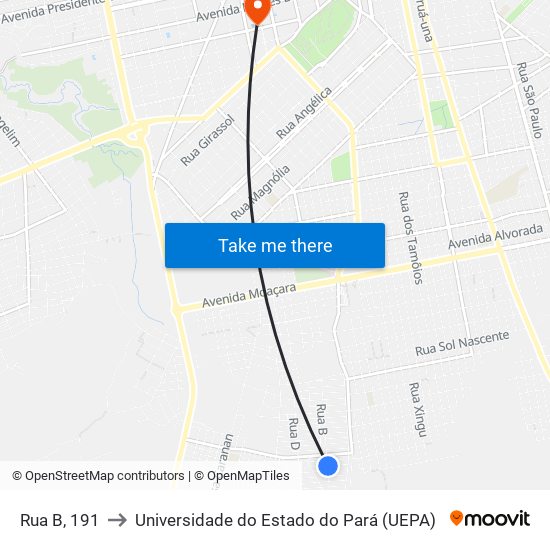 Rua B, 191 to Universidade do Estado do Pará (UEPA) map