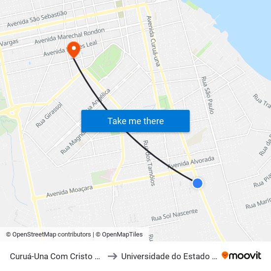 Curuá-Una Com Cristo Rei | Sentido Sul to Universidade do Estado do Pará (UEPA) map