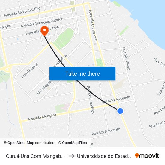 Curuá-Una Com Mangabeira | Sentido Norte to Universidade do Estado do Pará (UEPA) map