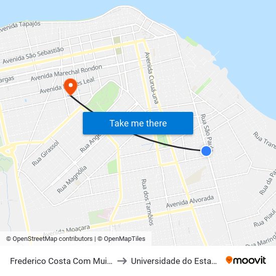 Frederico Costa Com Muiraquitã | Sentido Sul to Universidade do Estado do Pará (UEPA) map