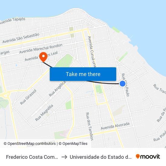 Frederico Costa Com 10 De Maio to Universidade do Estado do Pará (UEPA) map