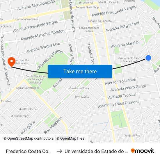 Frederico Costa Com Altamira to Universidade do Estado do Pará (UEPA) map