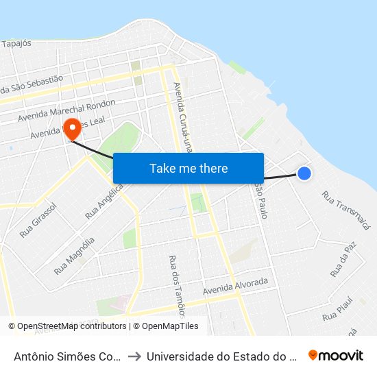 Antônio Simões Com Tauari to Universidade do Estado do Pará (UEPA) map