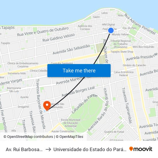 Av. Rui Barbosa, 600 to Universidade do Estado do Pará (UEPA) map