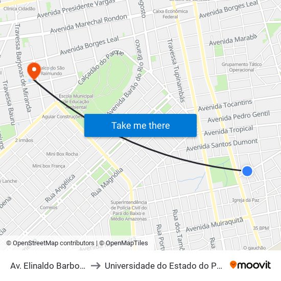 Av. Elinaldo Barbosa, 101 to Universidade do Estado do Pará (UEPA) map