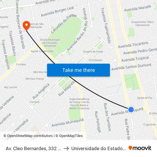 Av. Cleo Bernardes, 332 | Posto Equador to Universidade do Estado do Pará (UEPA) map