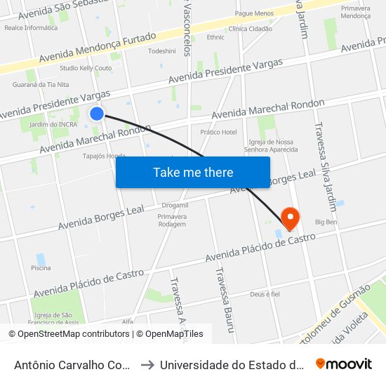 Antônio Carvalho Com Marechal to Universidade do Estado do Pará (UEPA) map