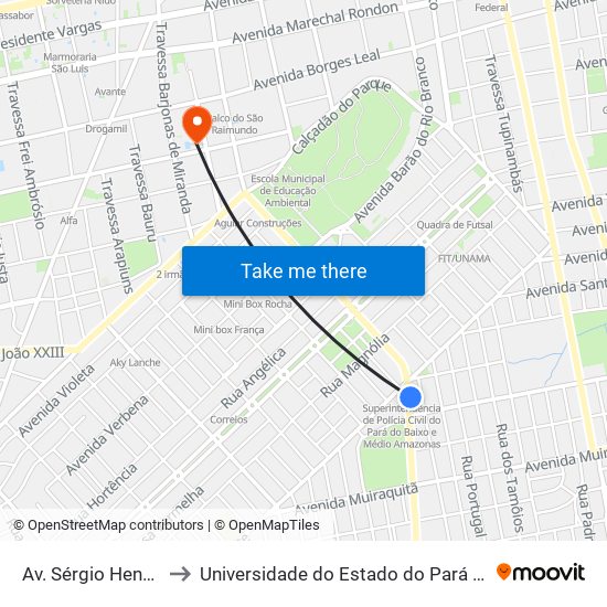 Av. Sérgio Henn, 35 to Universidade do Estado do Pará (UEPA) map