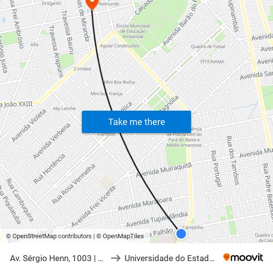 Av. Sérgio Henn, 1003 | Hospital Regional to Universidade do Estado do Pará (UEPA) map
