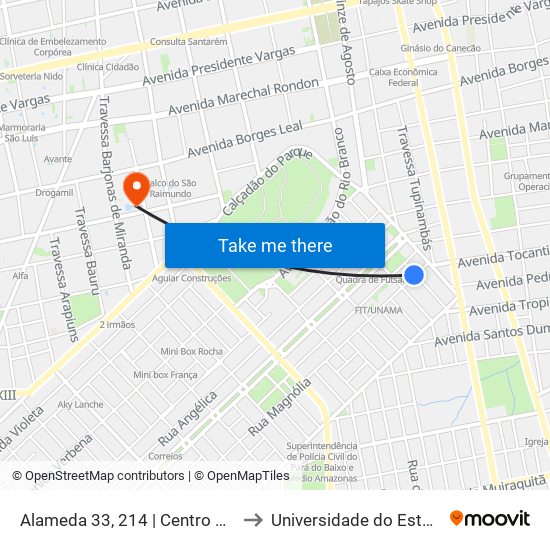 Alameda 33, 214 | Centro De Convivência Do Idoso to Universidade do Estado do Pará (UEPA) map