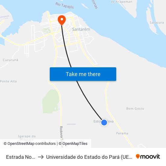 Estrada Nova to Universidade do Estado do Pará (UEPA) map