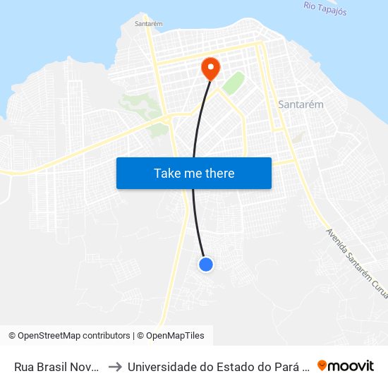 Rua Brasil Novo, 75 to Universidade do Estado do Pará (UEPA) map