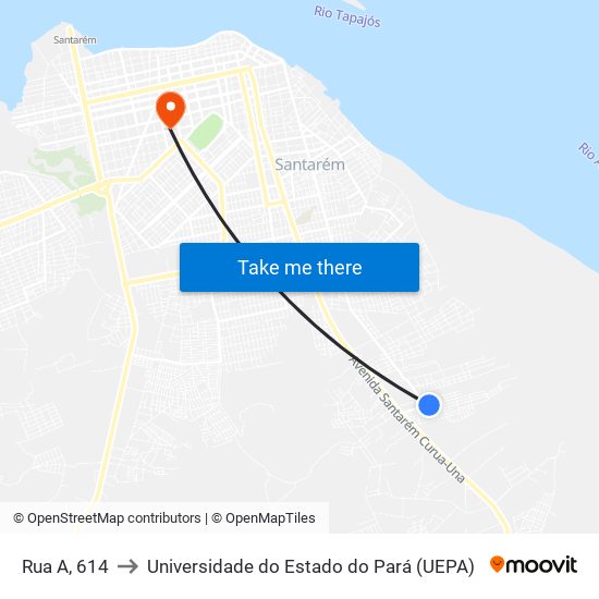 Rua A, 614 to Universidade do Estado do Pará (UEPA) map