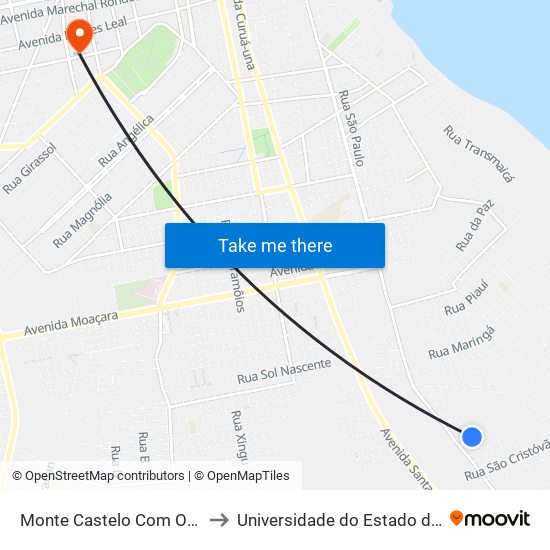 Monte Castelo Com Osmar Simões to Universidade do Estado do Pará (UEPA) map