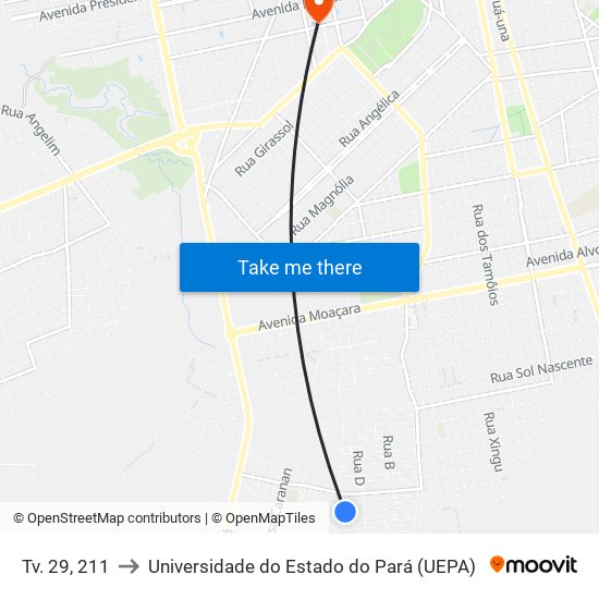 Tv. 29, 211 to Universidade do Estado do Pará (UEPA) map