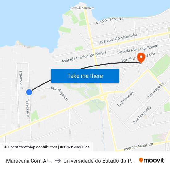 Maracanã Com Aramanaí to Universidade do Estado do Pará (UEPA) map