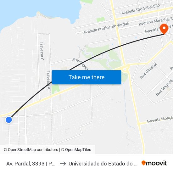 Av. Pardal, 3393 | Ponto Final to Universidade do Estado do Pará (UEPA) map