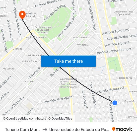 Turiano Com Marajoara to Universidade do Estado do Pará (UEPA) map