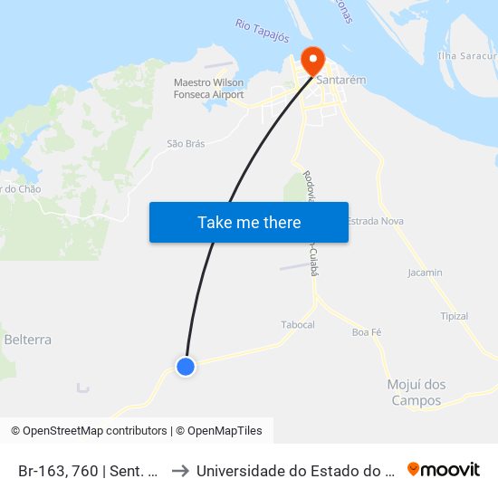 Br-163, 760 | Sent. Santarém to Universidade do Estado do Pará (UEPA) map