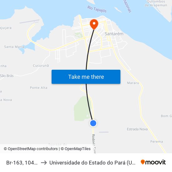 Br-163, 10421 to Universidade do Estado do Pará (UEPA) map