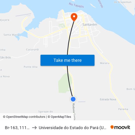 Br-163, 11128 to Universidade do Estado do Pará (UEPA) map