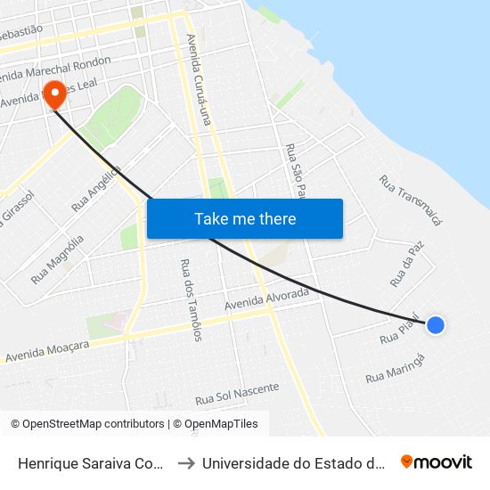 Henrique Saraiva Com Beija-Flor to Universidade do Estado do Pará (UEPA) map