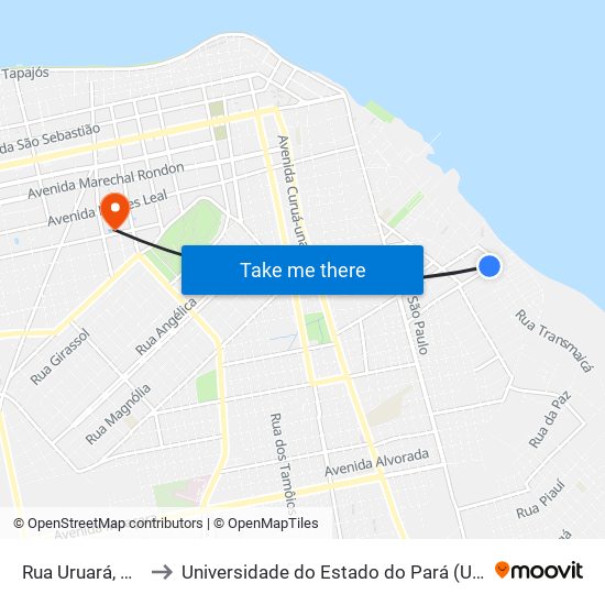 Rua Uruará, 816 to Universidade do Estado do Pará (UEPA) map