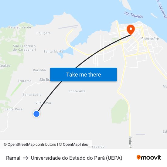 Ramal to Universidade do Estado do Pará (UEPA) map