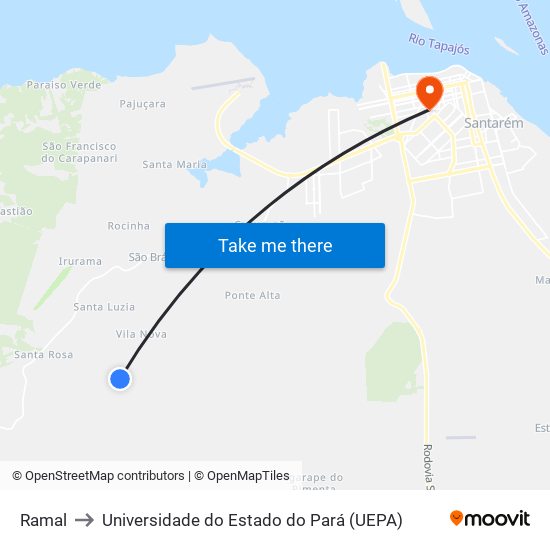 Ramal to Universidade do Estado do Pará (UEPA) map