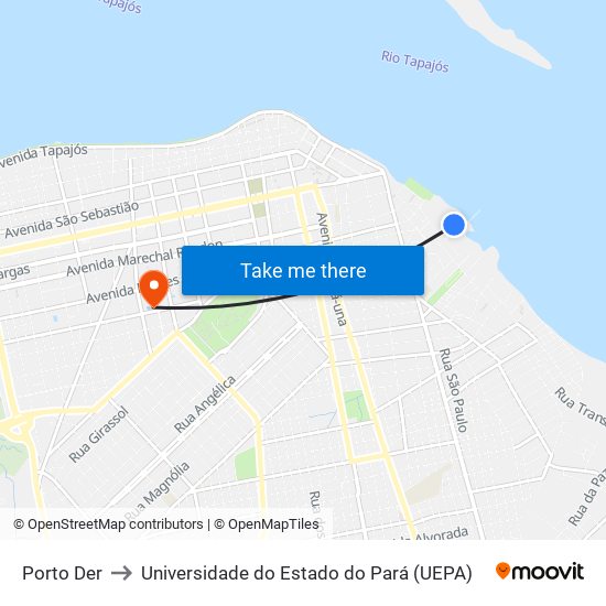 Porto Der to Universidade do Estado do Pará (UEPA) map