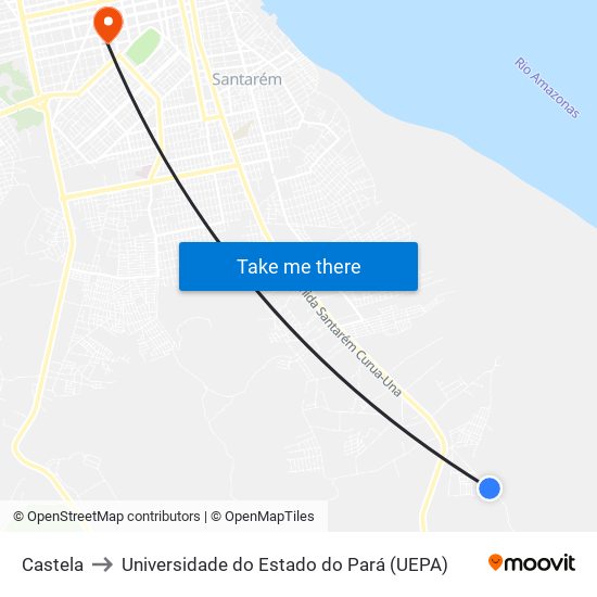 Castela to Universidade do Estado do Pará (UEPA) map