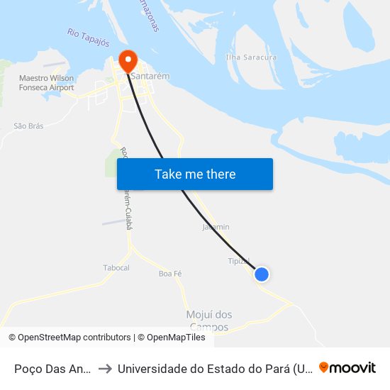 Poço Das Antas to Universidade do Estado do Pará (UEPA) map