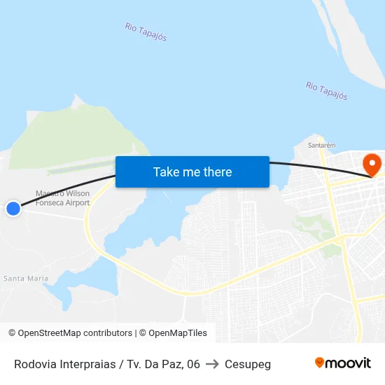 Rodovia Interpraias / Tv. Da Paz, 06 to Cesupeg map