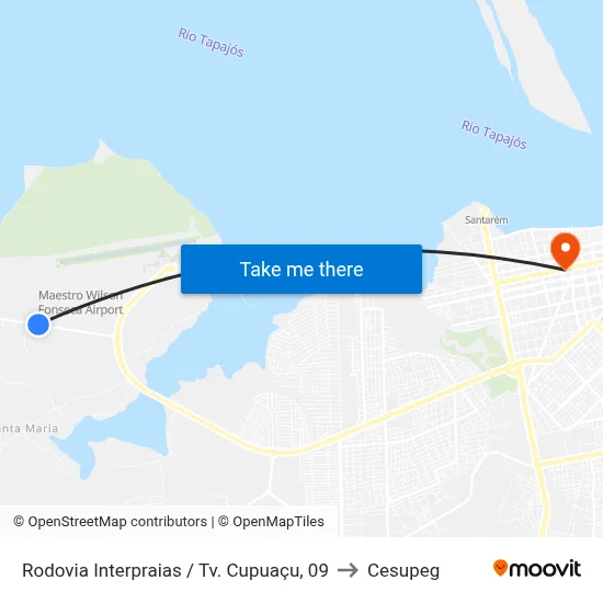 Rodovia Interpraias / Tv. Cupuaçu, 09 to Cesupeg map