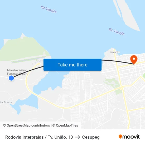 Rodovia Interpraias / Tv. União, 10 to Cesupeg map