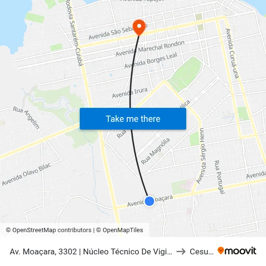 Av. Moaçara, 3302 | Núcleo Técnico De Vigilância Em Saúde to Cesupeg map