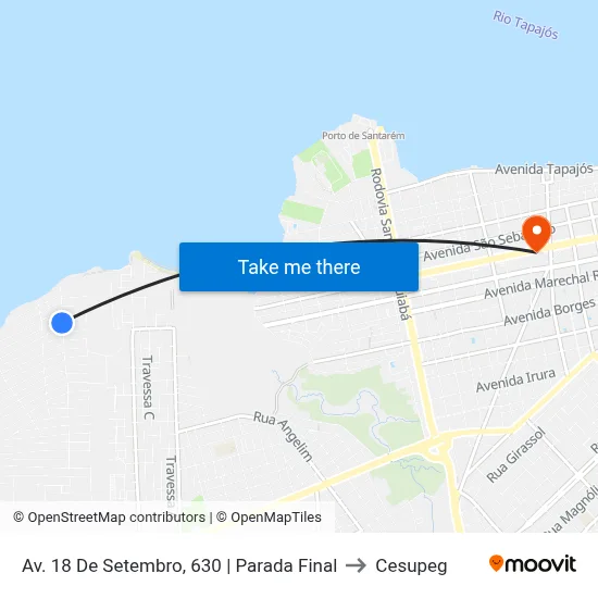 Av. 18 De Setembro, 630 | Parada Final to Cesupeg map
