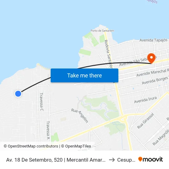 Av. 18 De Setembro, 520 | Mercantil Amarelinho to Cesupeg map