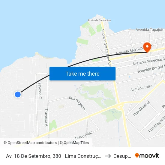 Av. 18 De Setembro, 380 | Lima Construções to Cesupeg map