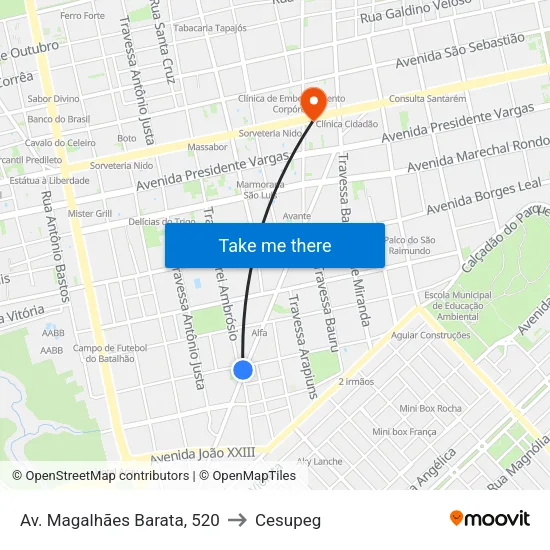 Av. Magalhães Barata, 520 to Cesupeg map