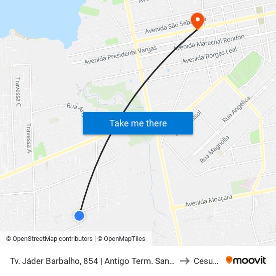 Tv. Jáder Barbalho, 854 | Antigo Term. Santarenzinho to Cesupeg map