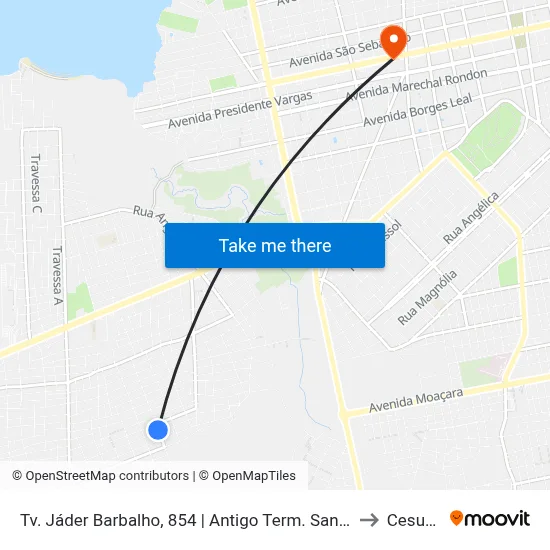 Tv. Jáder Barbalho, 854 | Antigo Term. Santarenzinho to Cesupeg map