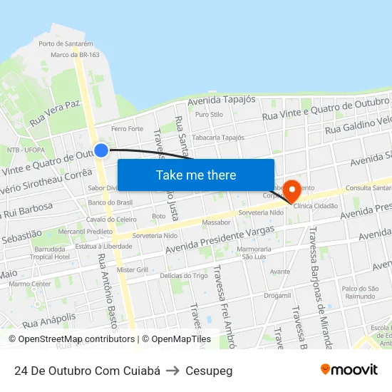 24 De Outubro Com Cuiabá to Cesupeg map